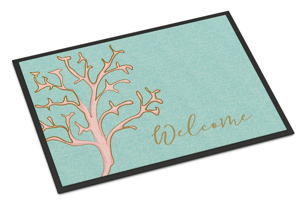 Coral Welcome Doormat Indoor Outdoor 18H X 27W Front Door Mat Rugs for Entryway, Non Slip Washable