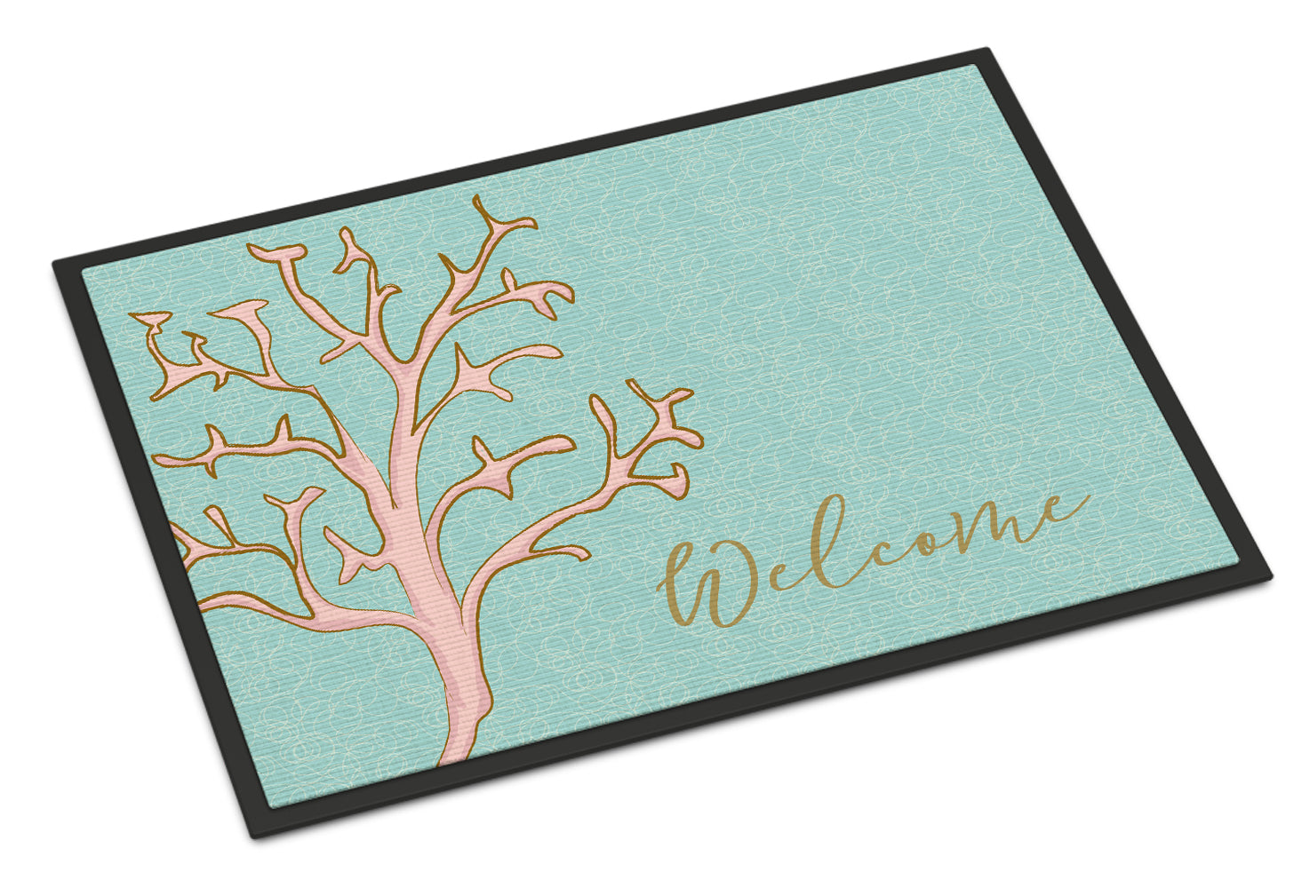 Coral Welcome Doormat Indoor Outdoor 18H X 27W Front Door Mat Rugs for Entryway, Non Slip Washable