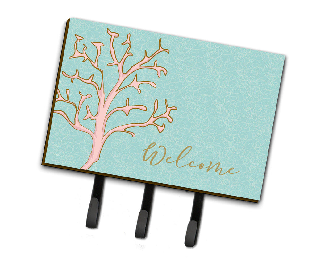 Coral Welcome Leash or Key Holder Wall Hooks, Coat Rack Wall Mount, for Hanging Keys, Towels, Aprons, Leashes