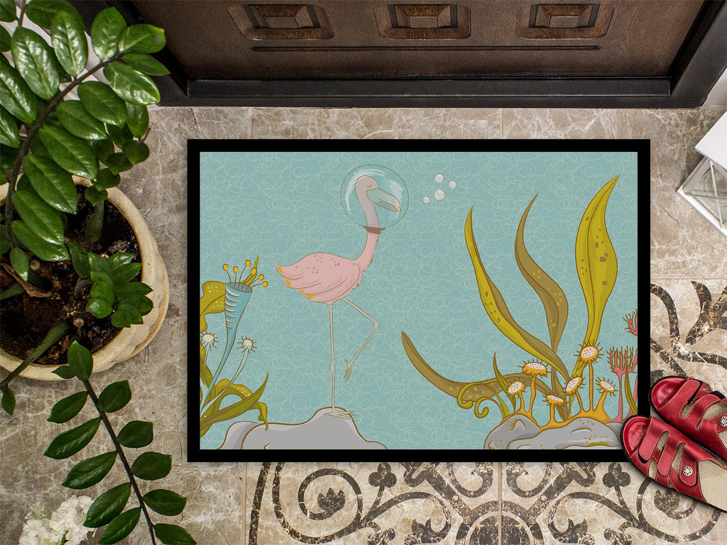 Flamingo Underwater #2 Doormat Indoor Outdoor 18H X 27W Front Door Mat Rugs for Entryway, Non Slip Washable