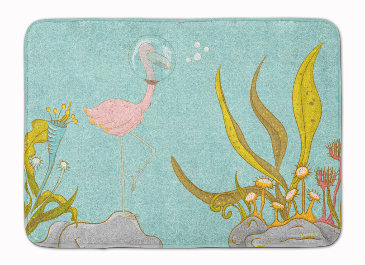 Flamingo Underwater #2 Memory Foam Kitchen Mat Machine Washable Anti-Fatigue Cushion Comfort Bath or Kitchen Rug