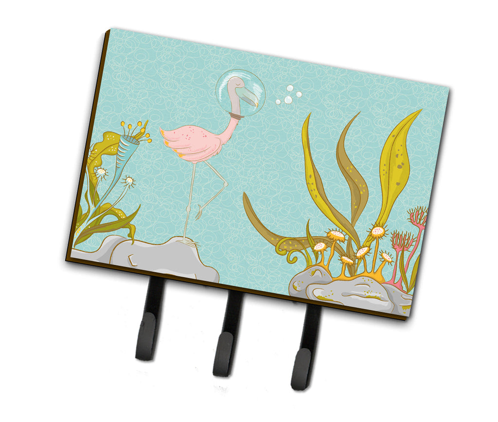 Flamingo Underwater #2 Leash or Key Holder Wall Hooks, Coat Rack Wall Mount, for Hanging Keys, Towels, Aprons, Leashes