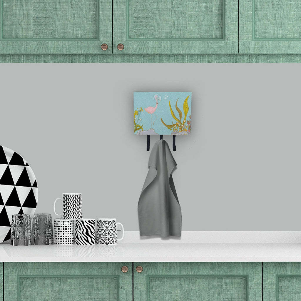 Flamingo Underwater #2 Leash or Key Holder Wall Hooks, Coat Rack Wall Mount, for Hanging Keys, Towels, Aprons, Leashes