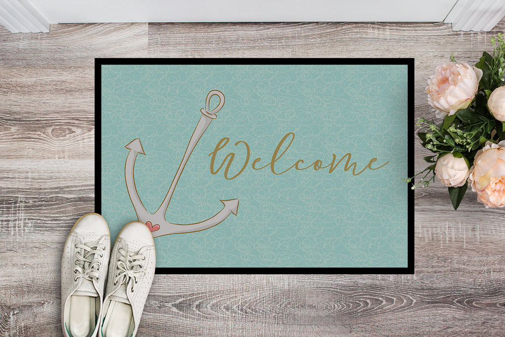Anchor Welcome Doormat Indoor Outdoor 18H X 27W Front Door Mat Rugs for Entryway, Non Slip Washable