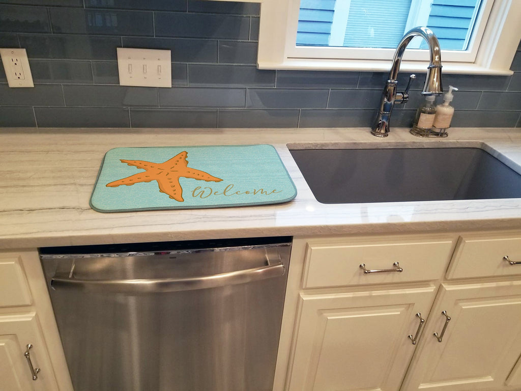 Starfish Welcome Dish Drying Mat Absorbent Dish Drying Mat Pad for Kitchen Counter Dish Drainer Mat for Countertop, 14 x 21", Multicolor
