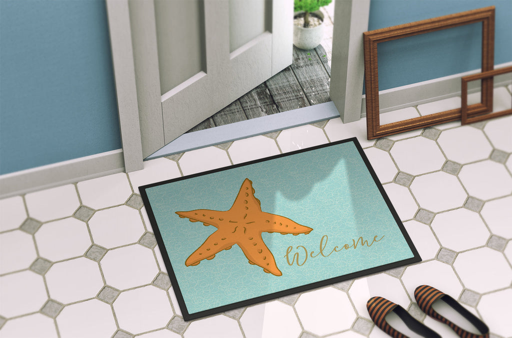 Starfish Welcome Doormat Indoor Outdoor 18H X 27W Front Door Mat Rugs for Entryway, Non Slip Washable