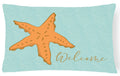 Starfish Welcome Decorative Throw Pillow 12x16 Indoor Outdoor Accent Cushion, Fabric Cover with Insert for Sofa, Bed, Porch & Living Room
