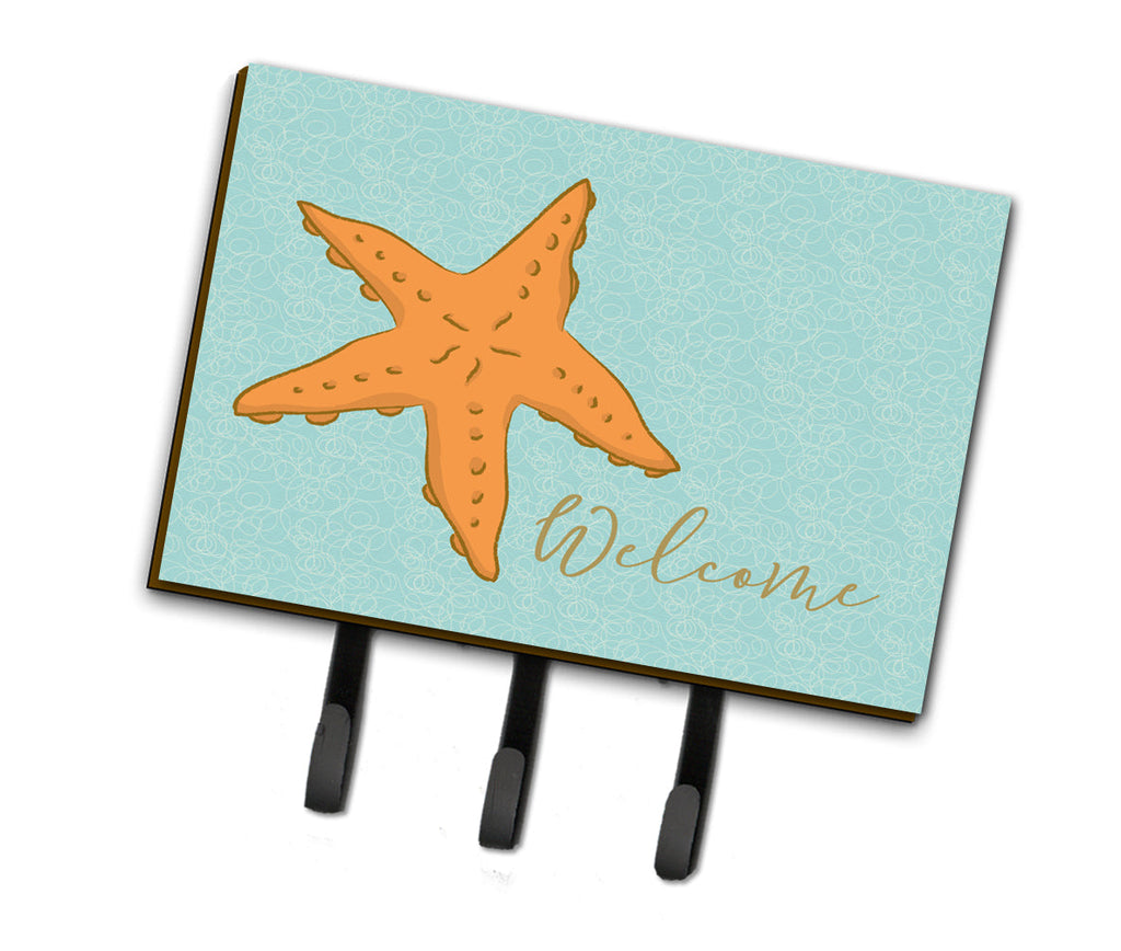 Starfish Welcome Leash or Key Holder Wall Hooks, Coat Rack Wall Mount, for Hanging Keys, Towels, Aprons, Leashes