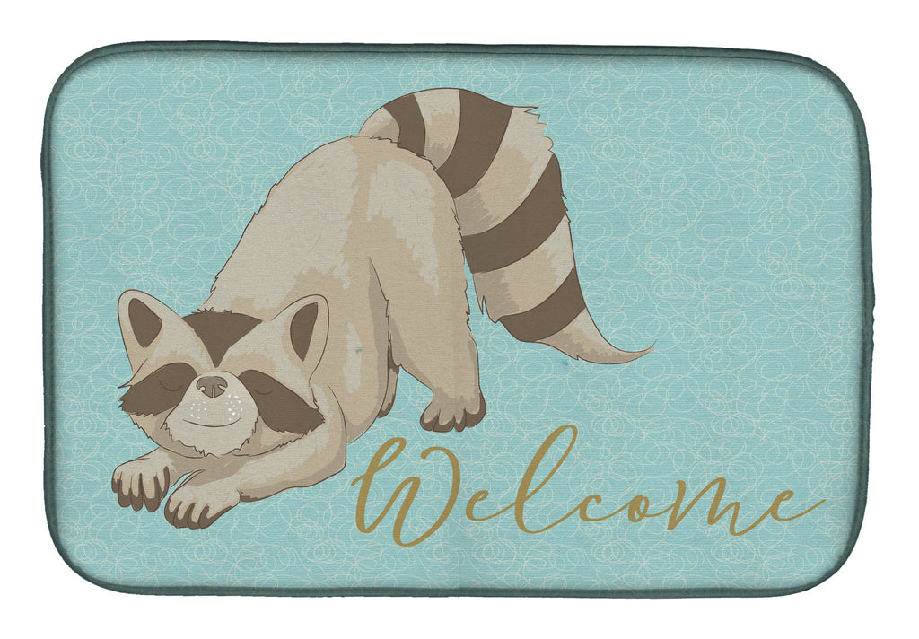 Raccoon Welcome Dish Drying Mat Absorbent Dish Drying Mat Pad for Kitchen Counter Dish Drainer Mat for Countertop, 14 x 21", Multicolor