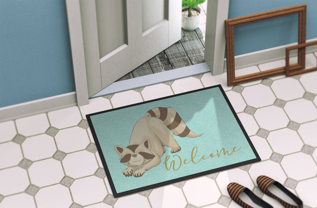 Raccoon Welcome Doormat Indoor Outdoor 18H X 27W Front Door Mat Rugs for Entryway, Non Slip Washable
