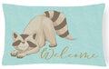 Raccoon Welcome Decorative Throw Pillow 12x16 Indoor Outdoor Accent Cushion, Fabric Cover with Insert for Sofa, Bed, Porch & Living Room