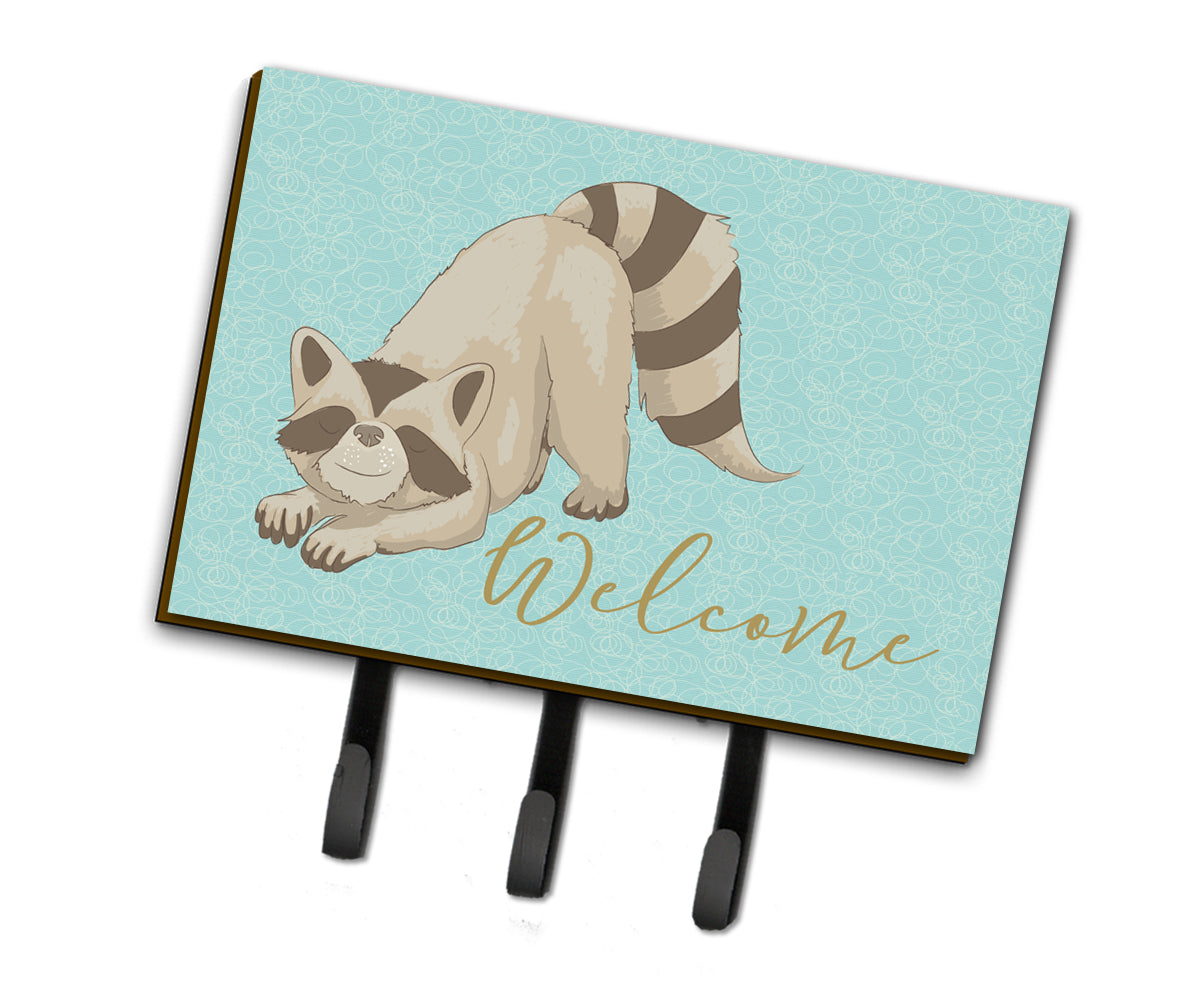 Raccoon Welcome Leash or Key Holder Wall Hooks, Coat Rack Wall Mount, for Hanging Keys, Towels, Aprons, Leashes