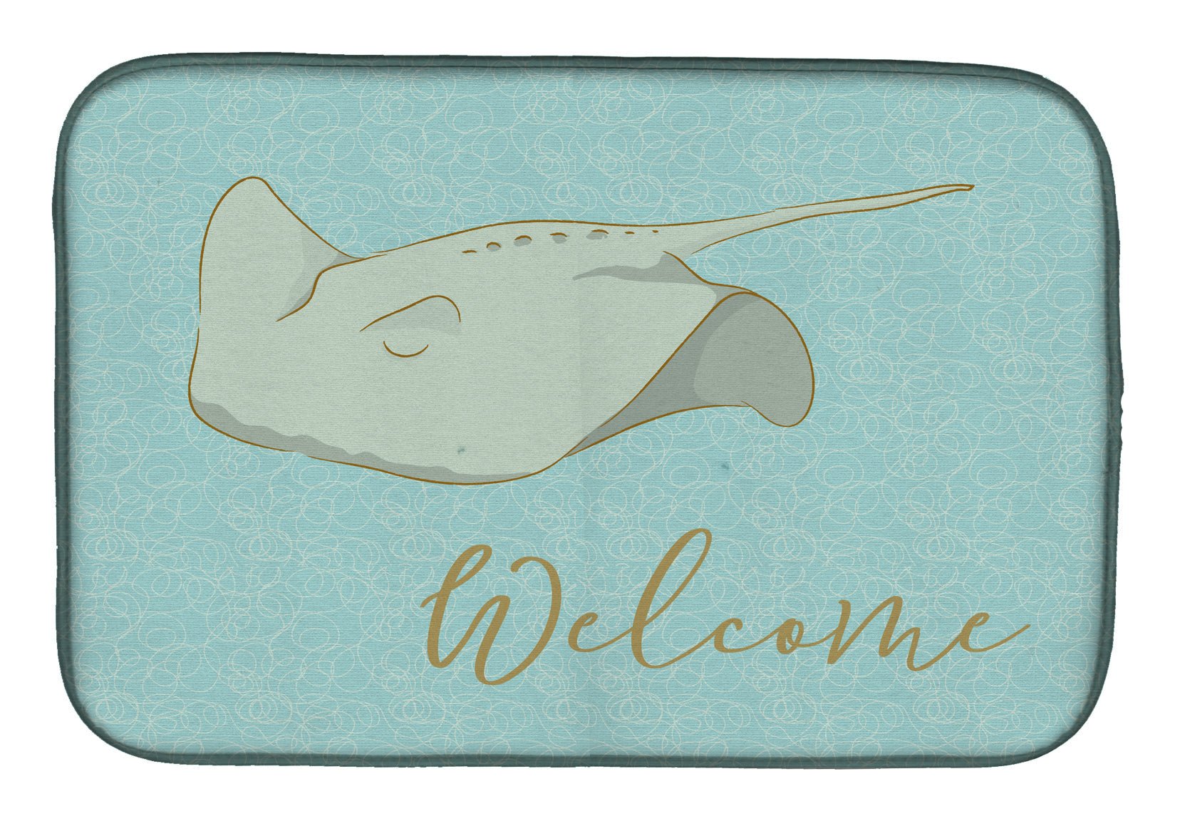Sting Ray Welcome Dish Drying Mat Absorbent Dish Drying Mat Pad for Kitchen Counter Dish Drainer Mat for Countertop, 14 x 21", Multicolor