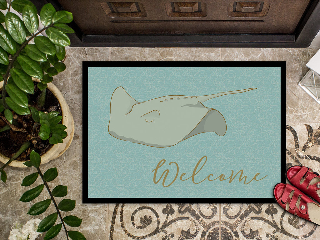 Sting Ray Welcome Doormat Indoor Outdoor 24H X 36W Front Door Mat Rugs for Entryway, Non Slip Washable Low Pile,