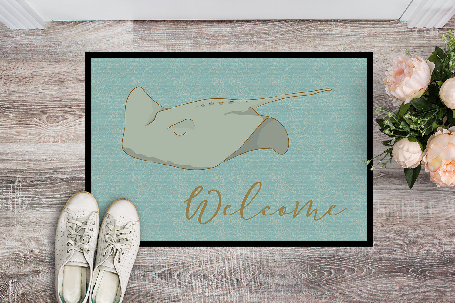 Sting Ray Welcome Doormat Indoor Outdoor 18H X 27W Front Door Mat Rugs for Entryway, Non Slip Washable