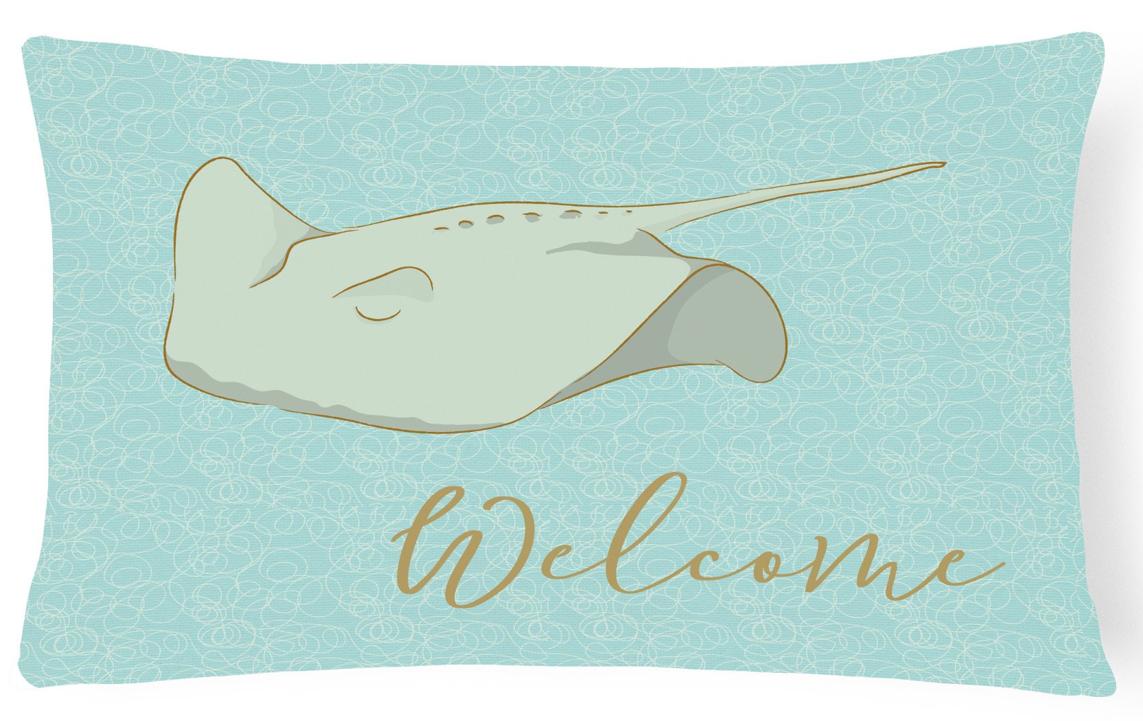 Sting Ray Welcome Decorative Throw Pillow 12x16 Indoor Outdoor Accent Cushion, Fabric Cover with Insert for Sofa, Bed, Porch & Living Room