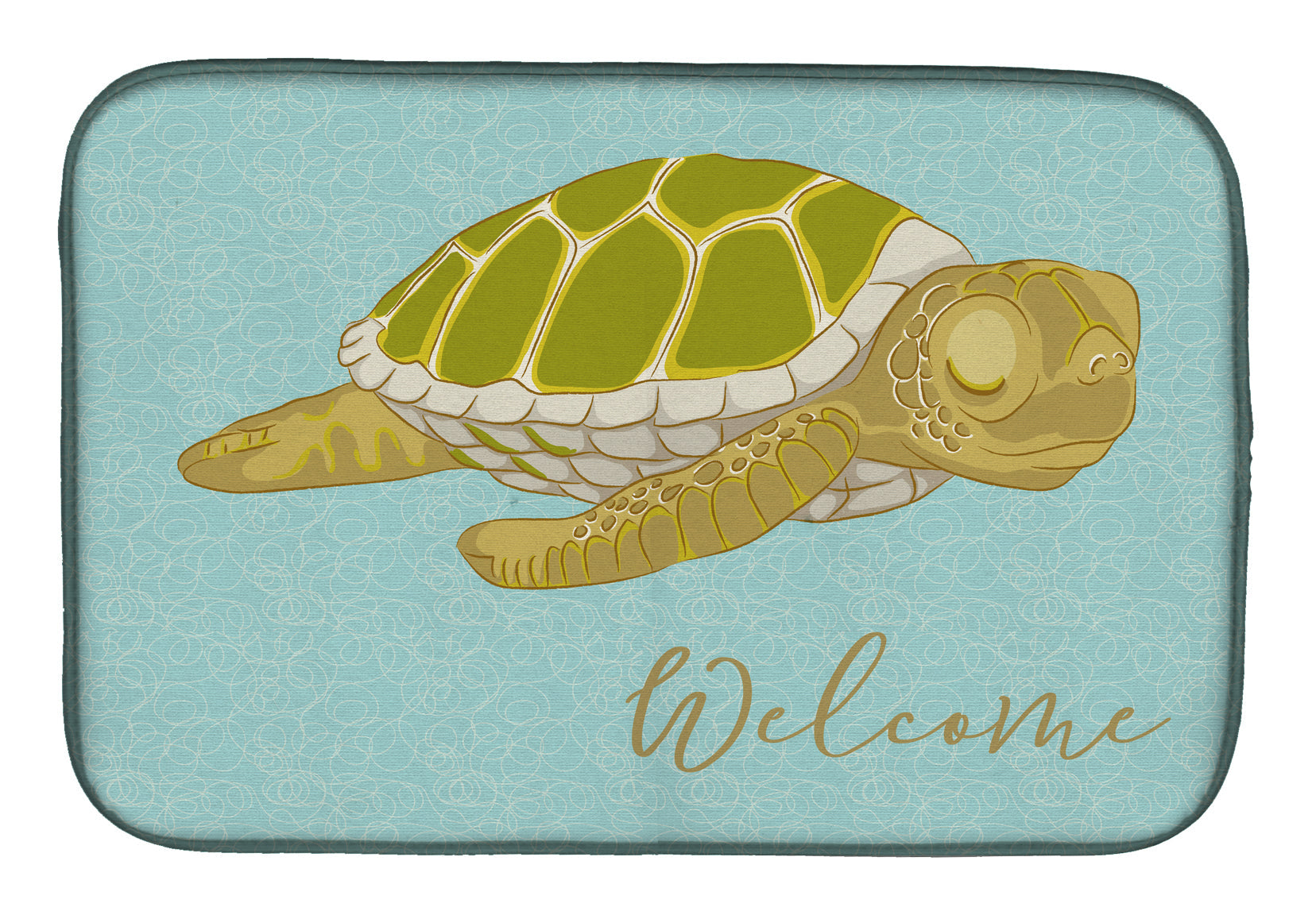 Sea Turtle Welcome Dish Drying Mat Absorbent Dish Drying Mat Pad for Kitchen Counter Dish Drainer Mat for Countertop, 14 x 21", Multicolor