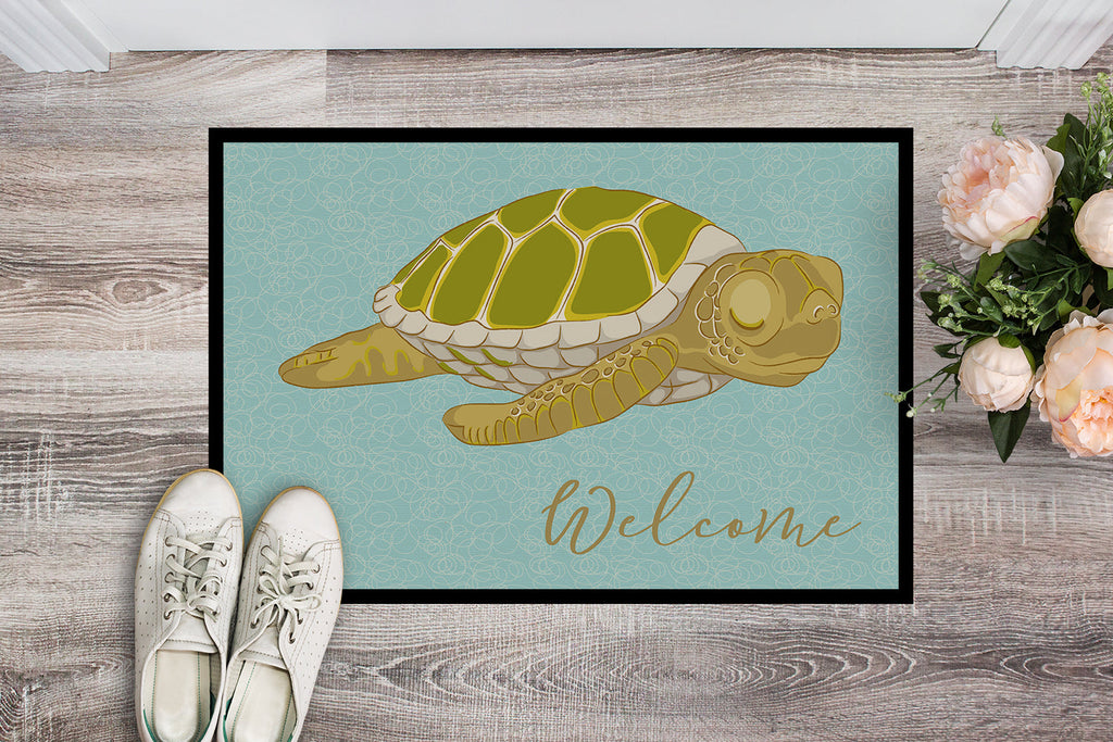 Sea Turtle Welcome Doormat Indoor Outdoor 24H X 36W Front Door Mat Rugs for Entryway, Non Slip Washable Low Pile,