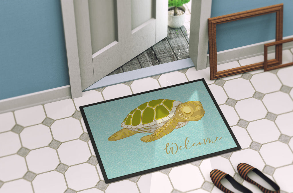 Sea Turtle Welcome Doormat Indoor Outdoor 24H X 36W Front Door Mat Rugs for Entryway, Non Slip Washable Low Pile,