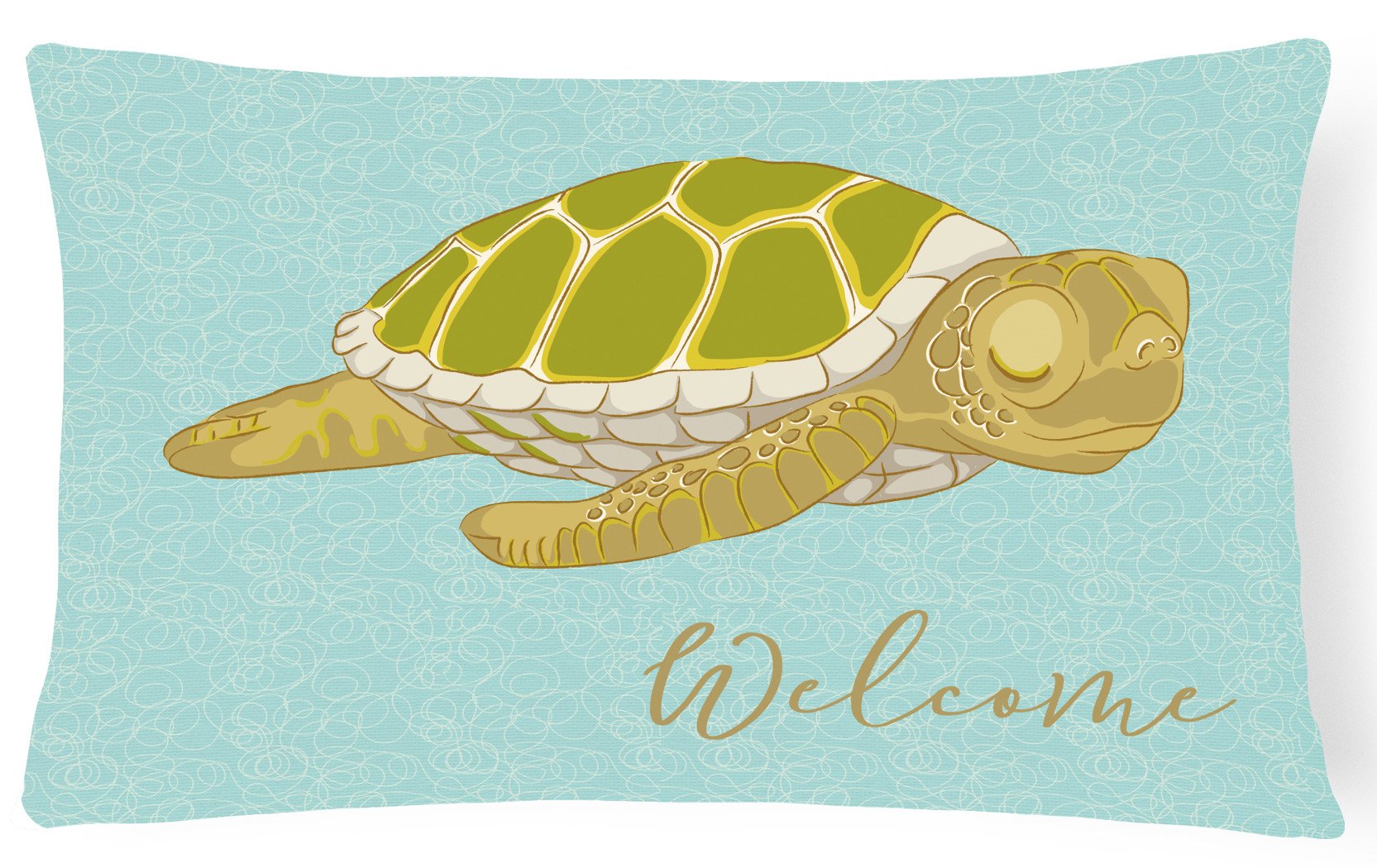 Sea Turtle Welcome Decorative Throw Pillow 12x16 Indoor Outdoor Accent Cushion, Fabric Cover with Insert for Sofa, Bed, Porch & Living Room