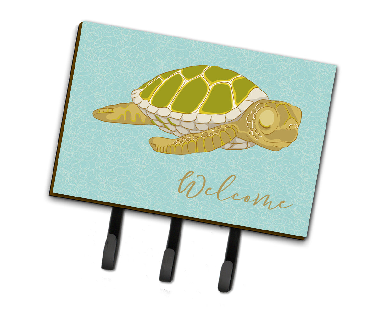 Sea Turtle Welcome Leash or Key Holder Wall Hooks, Coat Rack Wall Mount, for Hanging Keys, Towels, Aprons, Leashes