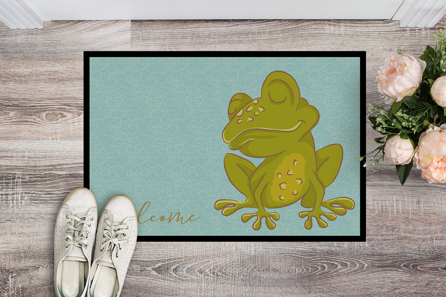 Frog Welcome Doormat Indoor Outdoor 24H X 36W Front Door Mat Rugs for Entryway, Non Slip Washable Low Pile,