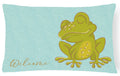 Frog Welcome Decorative Throw Pillow 12x16 Indoor Outdoor Accent Cushion, Fabric Cover with Insert for Sofa, Bed, Porch & Living Room
