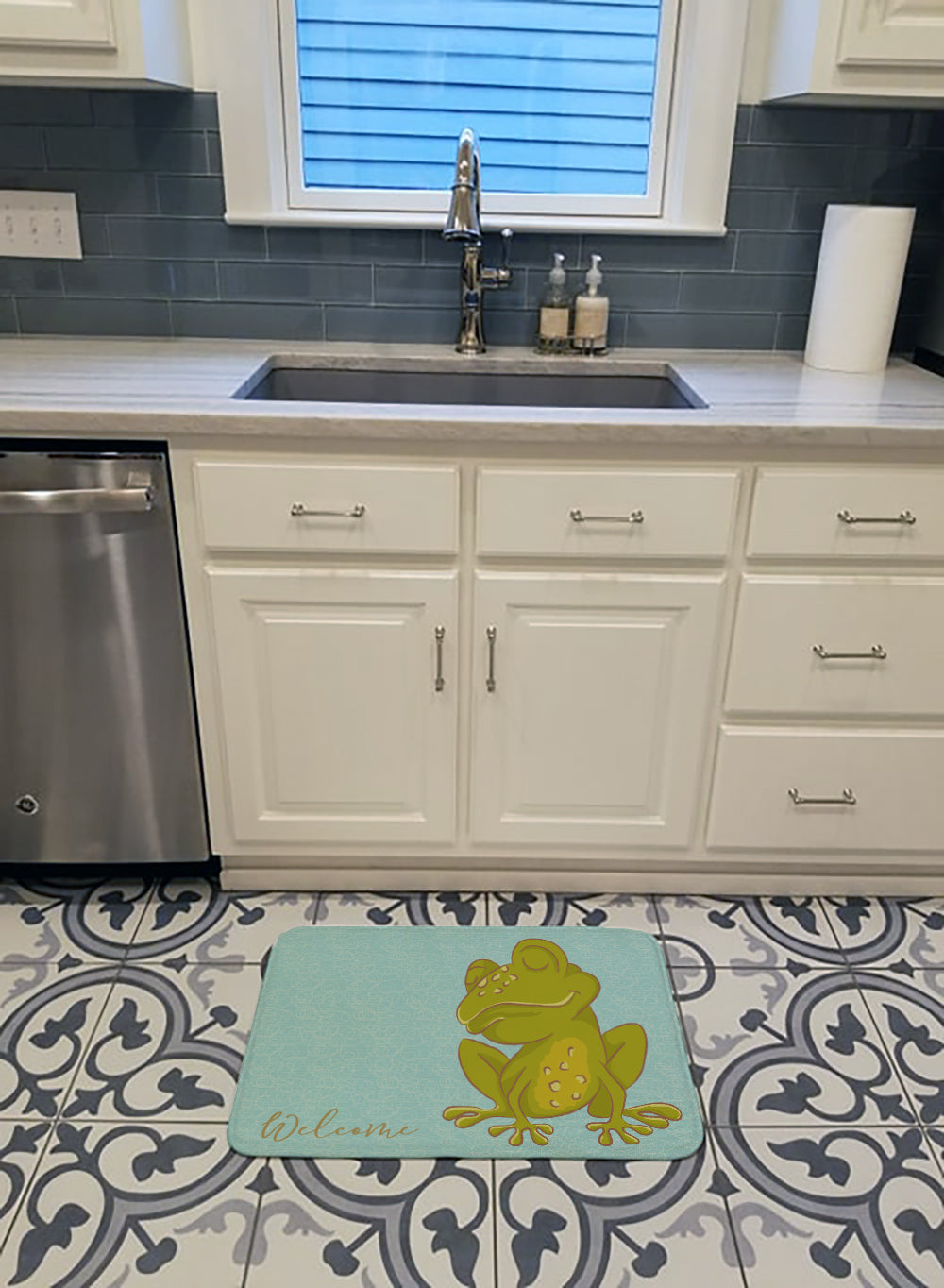 Frog Welcome Memory Foam Kitchen Mat Machine Washable Anti-Fatigue Cushion Comfort Bath or Kitchen Rug