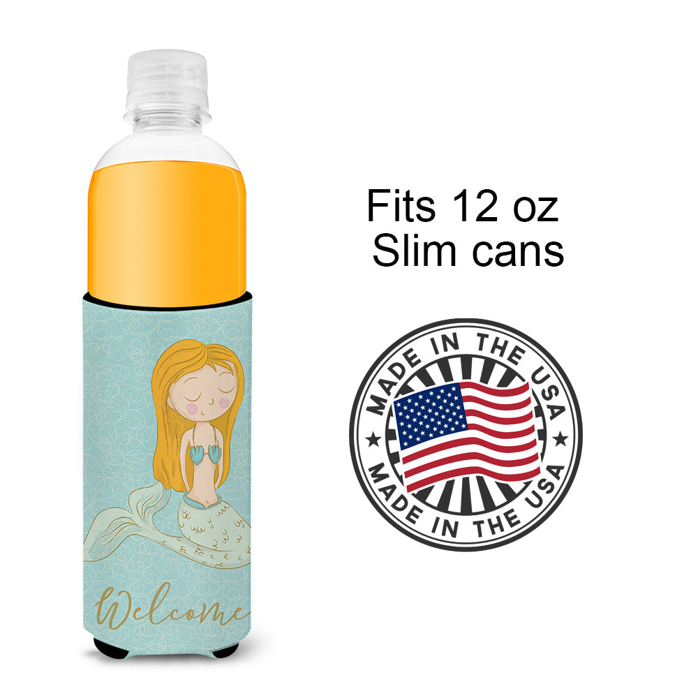 Mermaid Slim Can Hugger , Insulated Foam Hugger for 12 oz Slim Cans, Beer Bottles & Water Bottles, Printed in USA