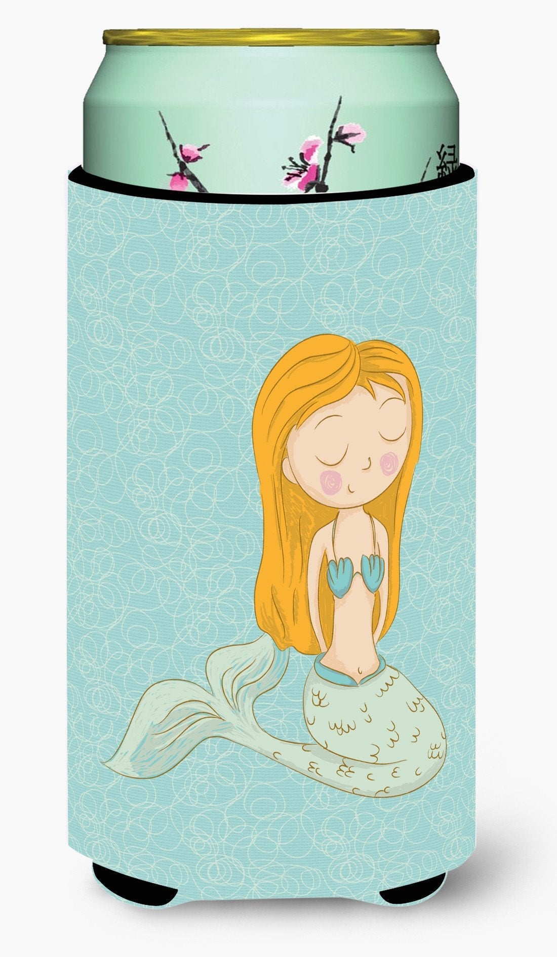 Mermaid Tall Boy Hugger Can Cooler Sleeve Machine Washable Drink Collapsible Insulator Beverage Insulated Holder