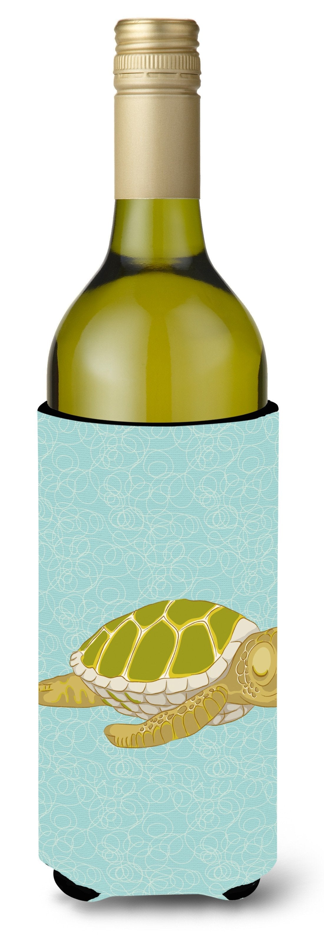 Sea Turtle Wine Bottle Hugger Gift Sleeve for Standard 750 ml Bottles, Insulated Reusable Also Fits Mini Shot & Pint Bottles