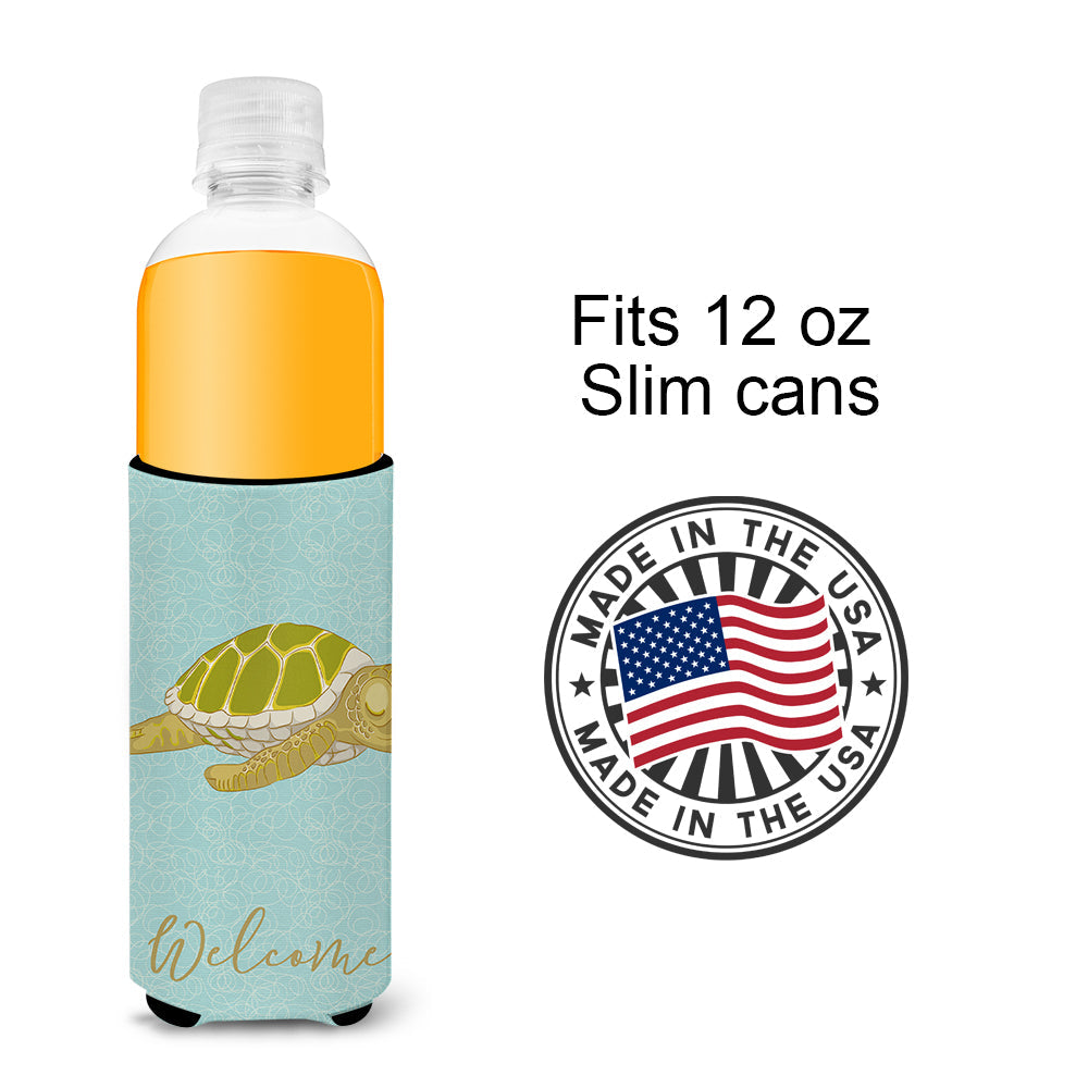 Sea Turtle Slim Can Hugger , Insulated Foam Hugger for 12 oz Slim Cans, Beer Bottles & Water Bottles, Printed in USA