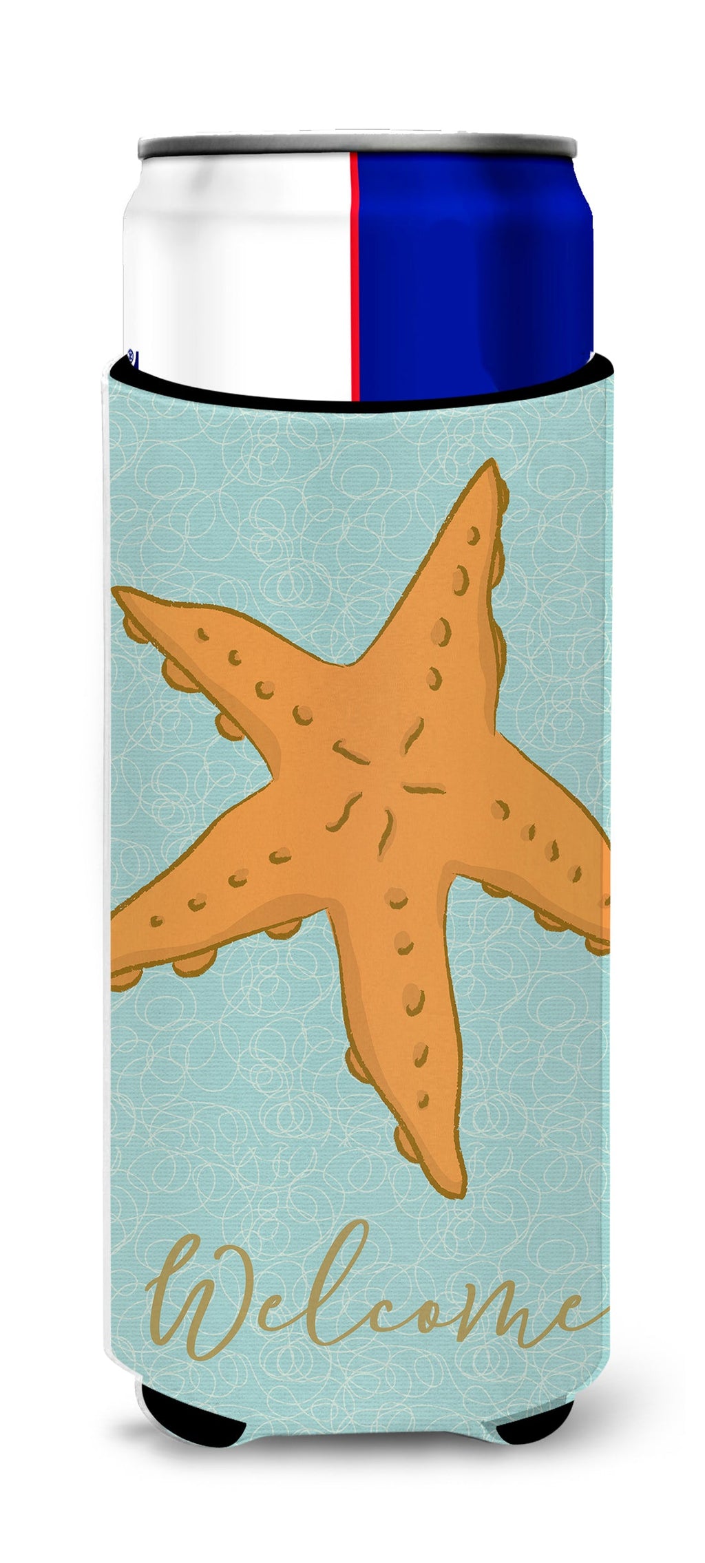 Starfish Slim Can Hugger , Insulated Foam Hugger for 12 oz Slim Cans, Beer Bottles & Water Bottles, Printed in USA