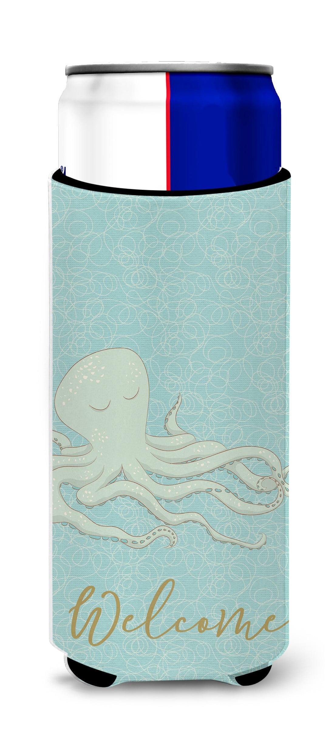 Octopus Slim Can Hugger , Insulated Foam Hugger for 12 oz Slim Cans, Beer Bottles & Water Bottles, Printed in USA