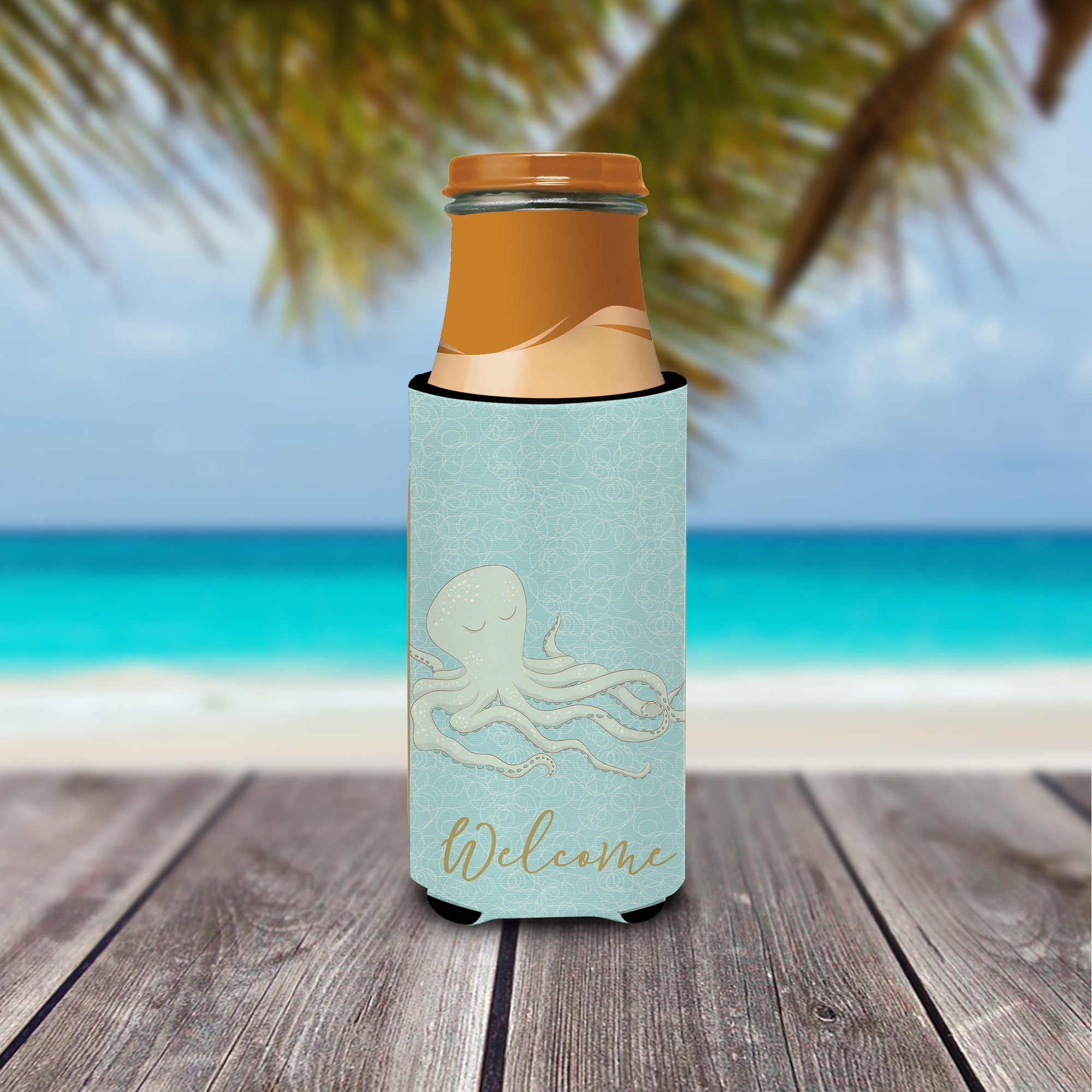 Octopus Slim Can Hugger , Insulated Foam Hugger for 12 oz Slim Cans, Beer Bottles & Water Bottles, Printed in USA