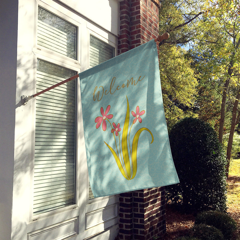 Flowers House Flag 28x40 Porch Sleeve Pole Decorative Outside Yard Banner Artwork Wall Hanging, Polyester