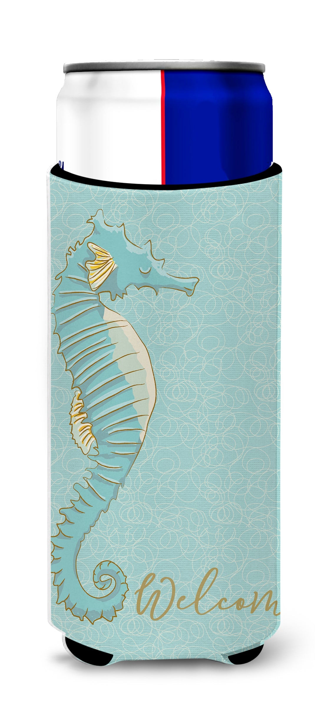 Seahorse Slim Can Hugger , Insulated Foam Hugger for 12 oz Slim Cans, Beer Bottles & Water Bottles, Printed in USA