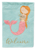 Mermaid with Cat House Flag 28x40 Porch Sleeve Pole Decorative Outside Yard Banner Artwork Wall Hanging, Polyester