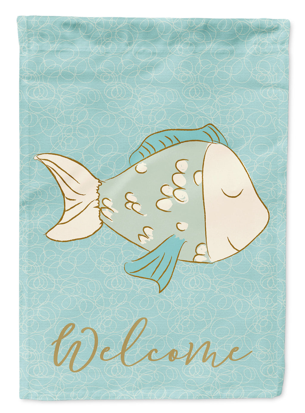Blue Fish House Flag 28x40 Porch Sleeve Pole Decorative Outside Yard Banner Artwork Wall Hanging, Polyester