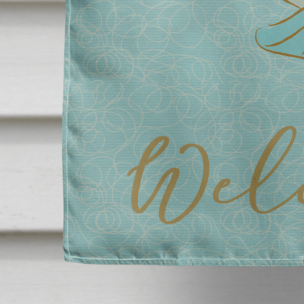 Blue Fish House Flag 28x40 Porch Sleeve Pole Decorative Outside Yard Banner Artwork Wall Hanging, Polyester