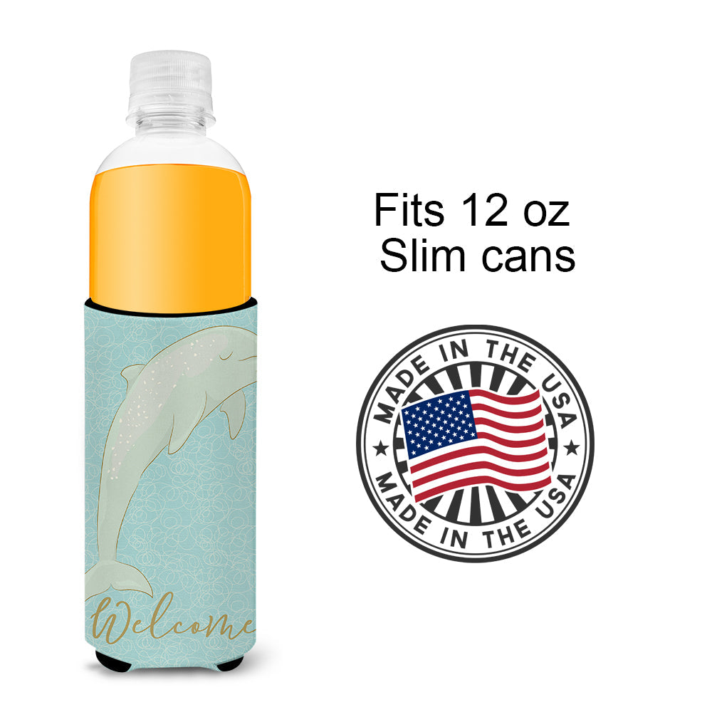Dolphin Slim Can Hugger , Insulated Foam Hugger for 12 oz Slim Cans, Beer Bottles & Water Bottles, Printed in USA