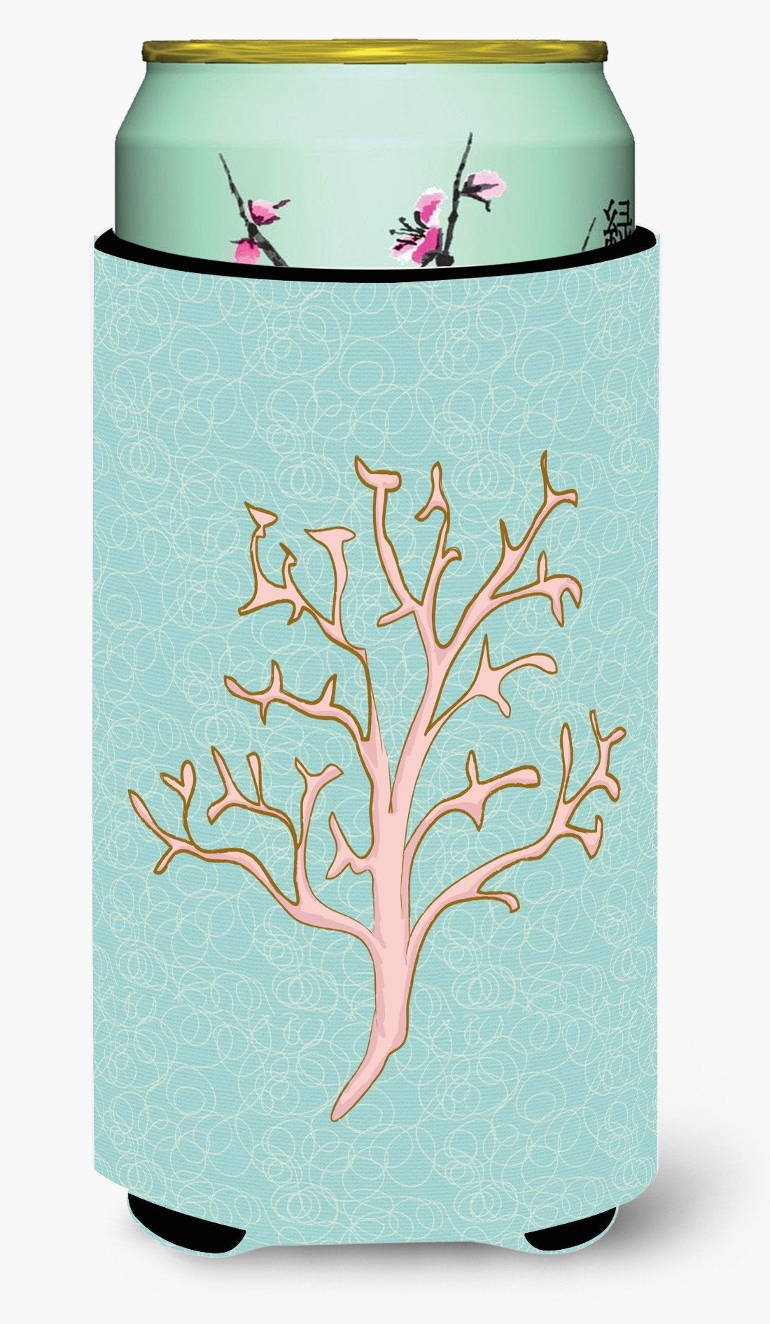 Coral Tall Boy Hugger Can Cooler Sleeve Machine Washable Drink Collapsible Insulator Beverage Insulated Holder
