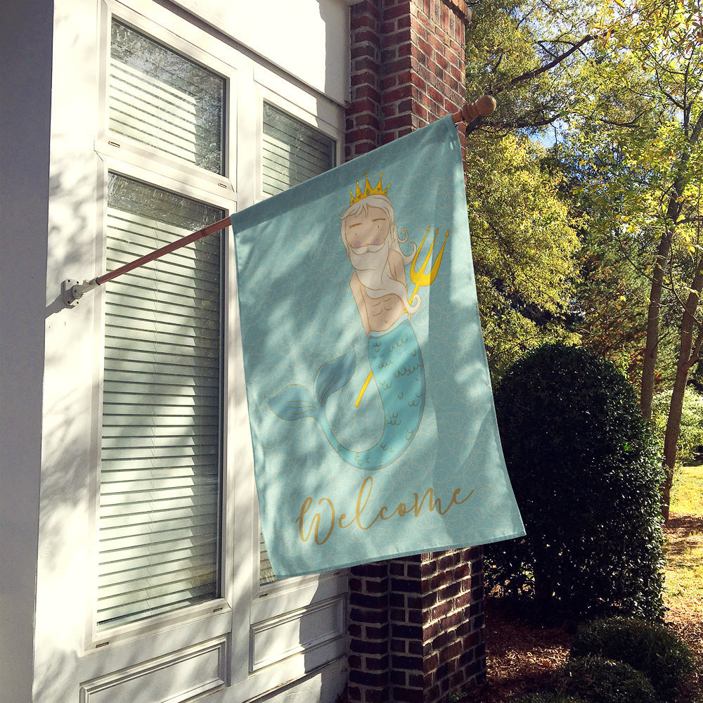 Neptune Merman House Flag 28x40 Porch Sleeve Pole Decorative Outside Yard Banner Artwork Wall Hanging, Polyester