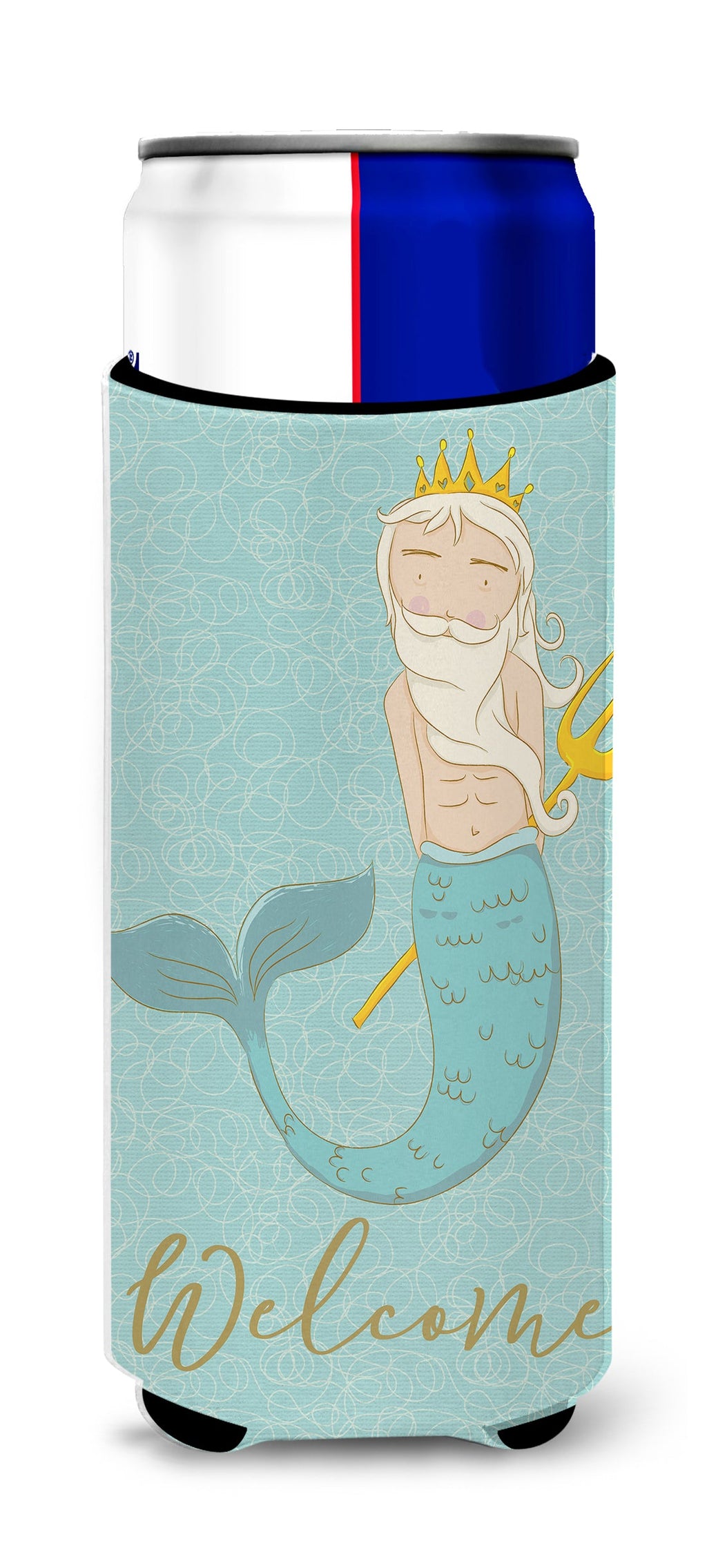 Neptune Merman Slim Can Hugger , Insulated Foam Hugger for 12 oz Slim Cans, Beer Bottles & Water Bottles, Printed in USA