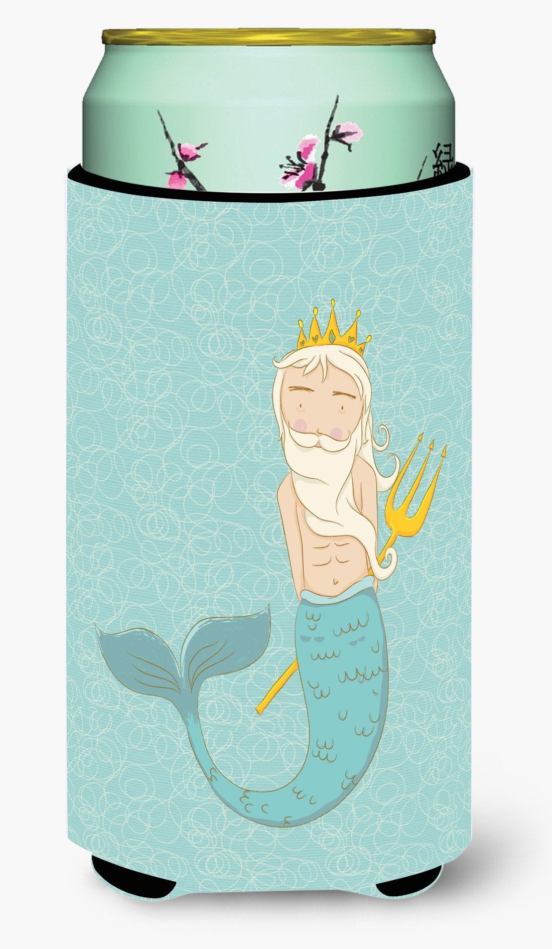 Neptune Merman Tall Boy Hugger Can Cooler Sleeve Machine Washable Drink Collapsible Insulator Beverage Insulated Holder