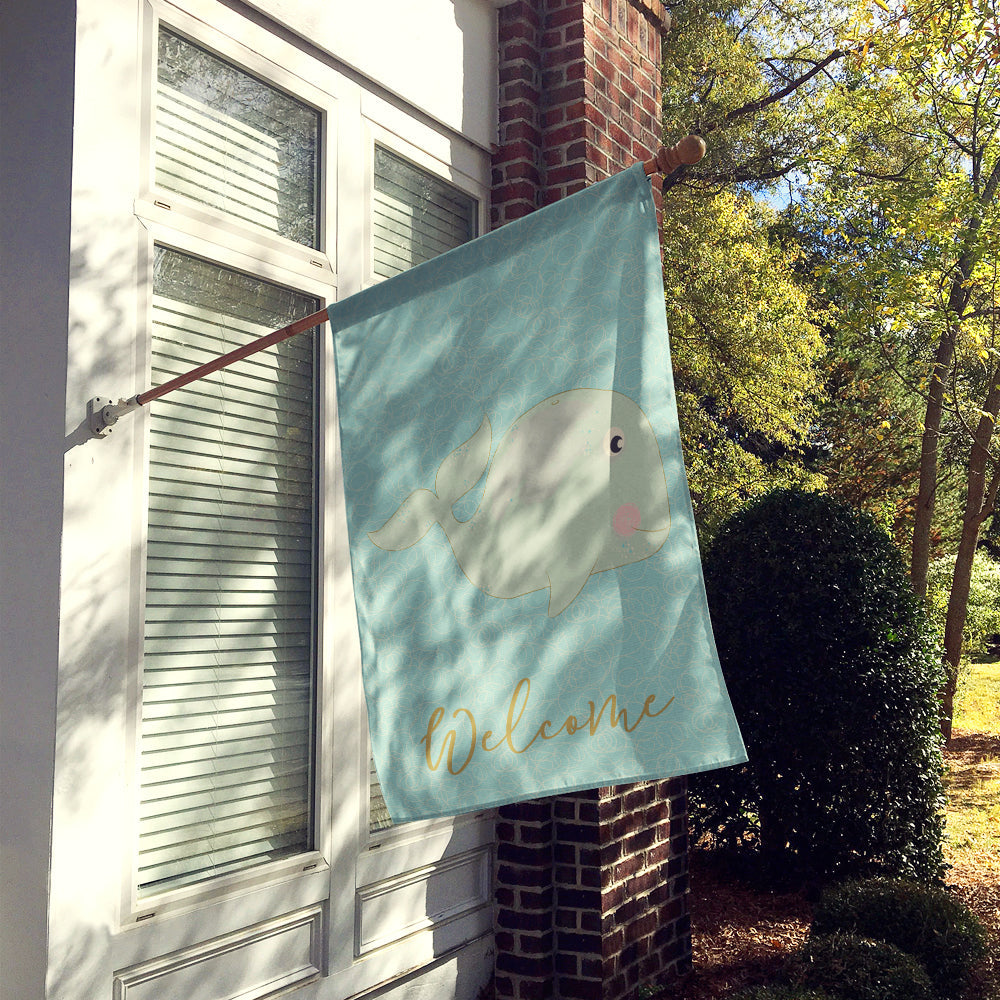 Whale House Flag 28x40 Porch Sleeve Pole Decorative Outside Yard Banner Artwork Wall Hanging, Polyester