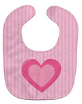 Hearts on Pink Stripes Baby Bib Easy-Clean Baby Bib Baby Feeding Accessory Baby Mealtime Essential, 10 x 13, Multicolor