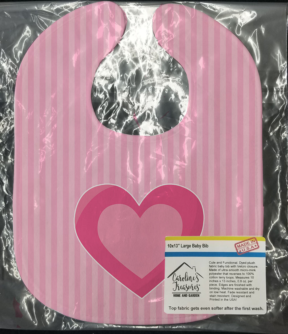 Hearts on Pink Stripes Baby Bib Easy-Clean Baby Bib Baby Feeding Accessory Baby Mealtime Essential, 10 x 13, Multicolor