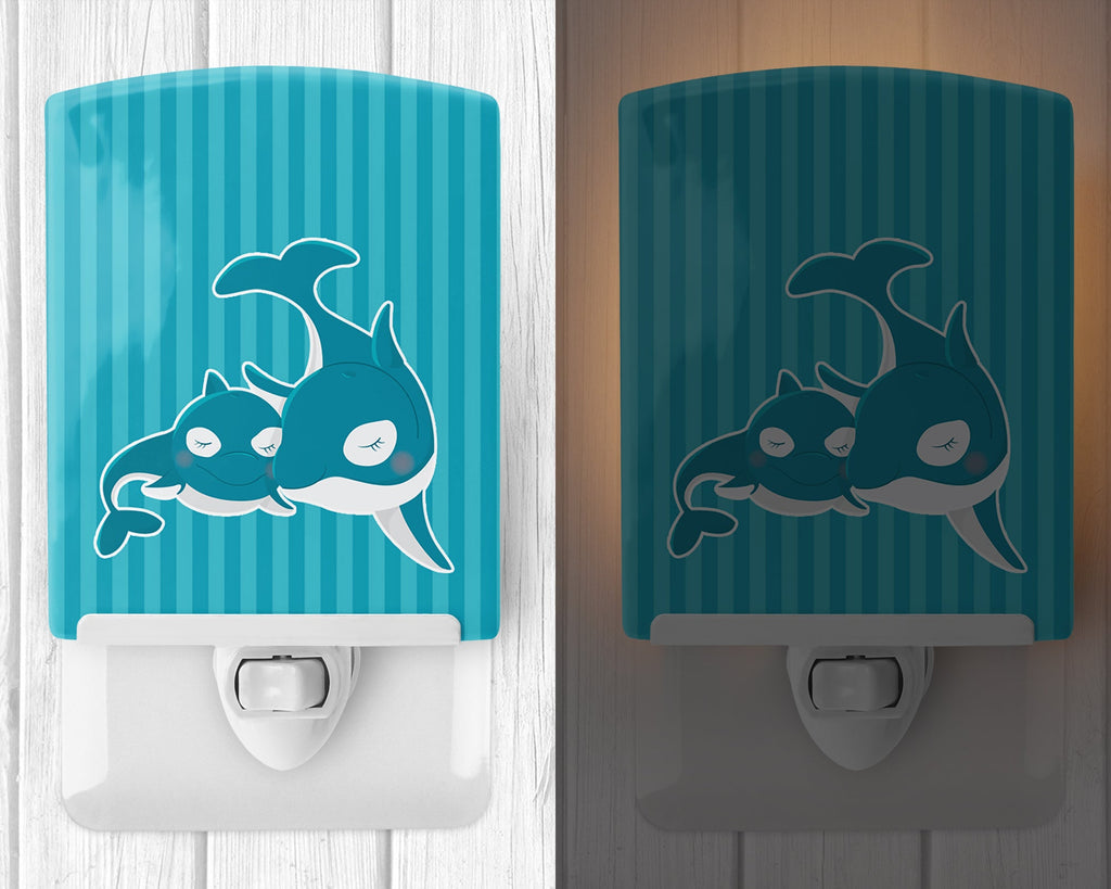 Dolphins Ceramic Night Light Compact, UL-Certified, Ideal for Bedroom, Bathroom, Nursery, Hallway, Kitchen, 6x4x3, Multicolor