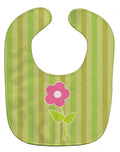 Flower on Stripes Baby Bib Easy-Clean Baby Bib Baby Feeding Accessory Baby Mealtime Essential, 10 x 13, Multicolor